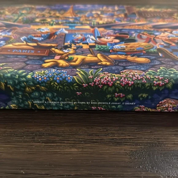 Thomas Kinkade Studios Disney Mickey & Friends Painting in Paris 11x14 Canvas - Picture 2 of 10